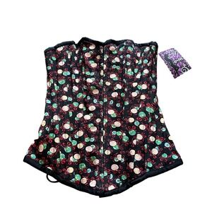 Lovers Devine H/E Sweet OB Christmas Ornament Corset Top Black Small NWT